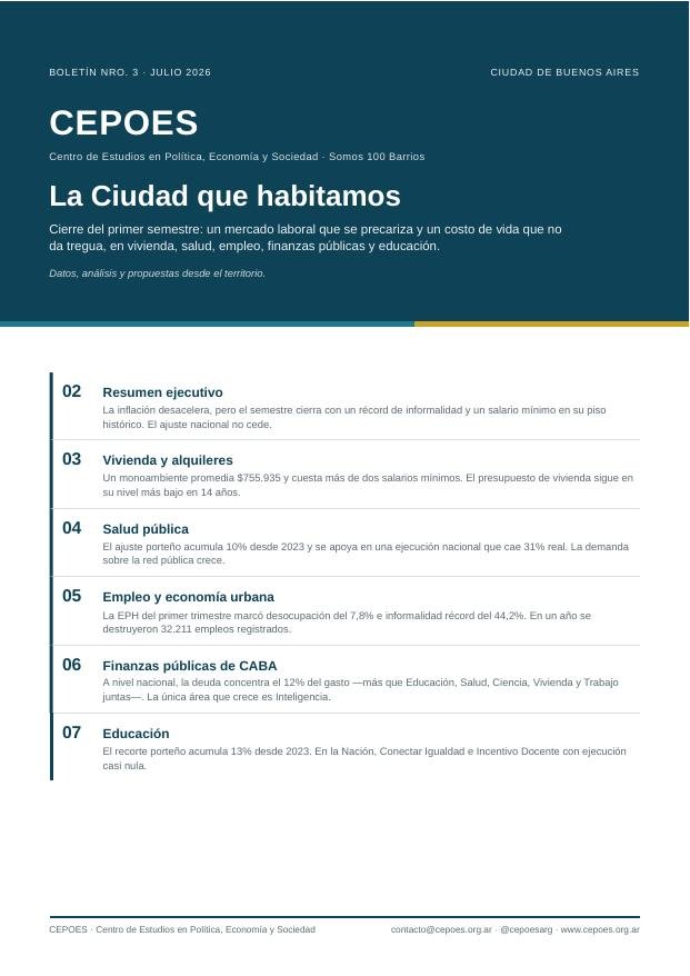 Tapa del N.º 3 del Boletín CEPOES, Julio 2026